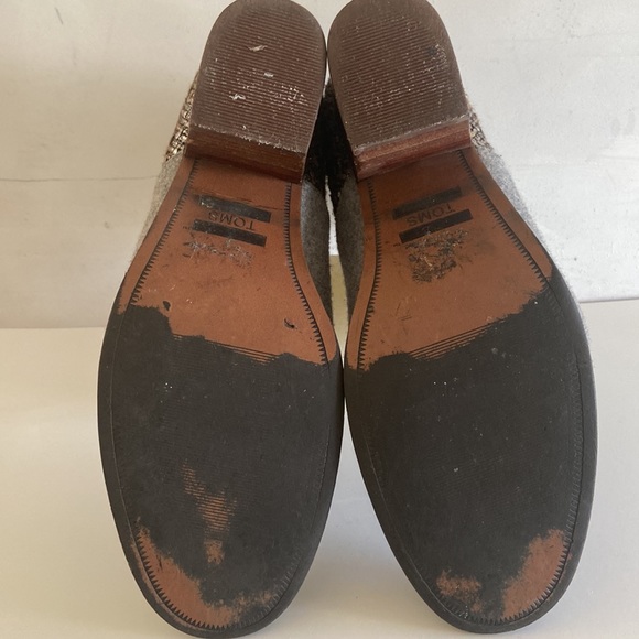 Tom's chunky heel grey and brown tone tweed shoe boots with fringe zipper detail - Picture 9 of 16